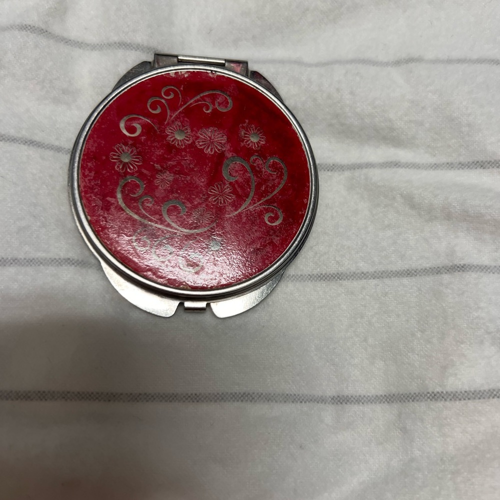 Red Floral Compact Mirror